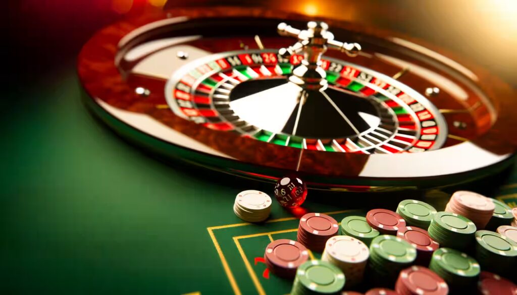 Amerikanisches Roulette: 7 Regeln für mehr Erfolg 2 Ein Spieler setzt Jetons auf den amerikanischen Roulette-Tisch.