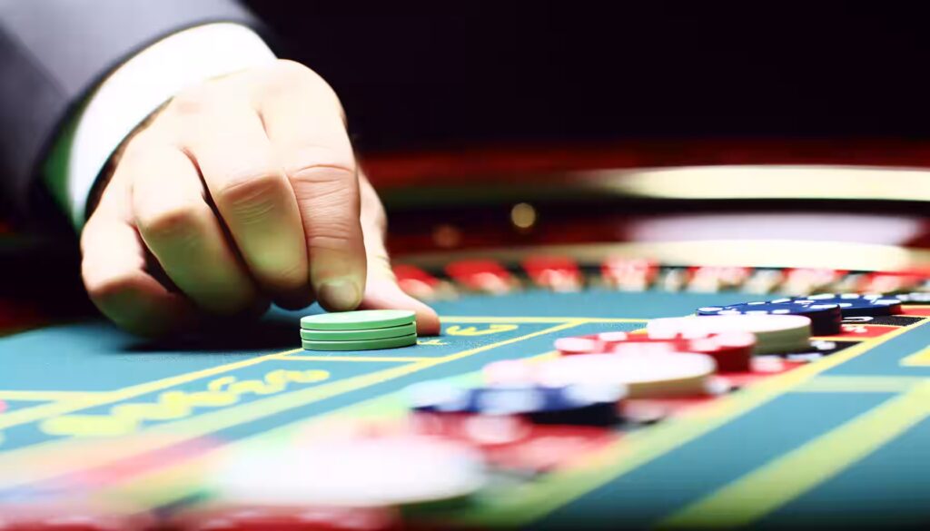Roulette Systeme: 10 Tipps für mehr Erfolg 2 Eine Spielerhand setzt gezielt Jetons auf ein Roulette-Feld.