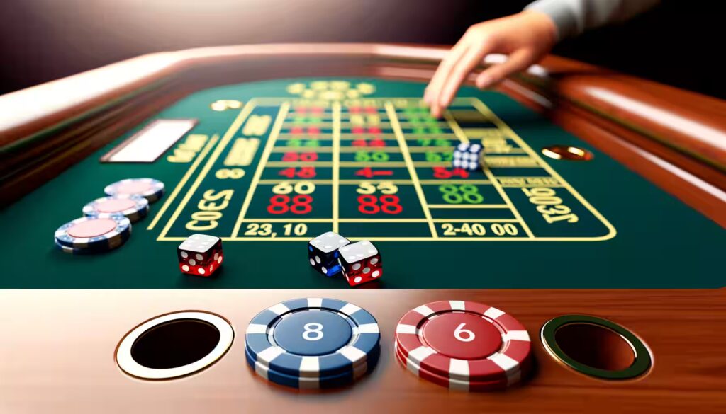 Sic Bo: 5 wichtige Regeln für erfolgreiches Spielen 2 Ein Sic Bo-Tisch mit markierten Wettfeldern und platzierten Chips.